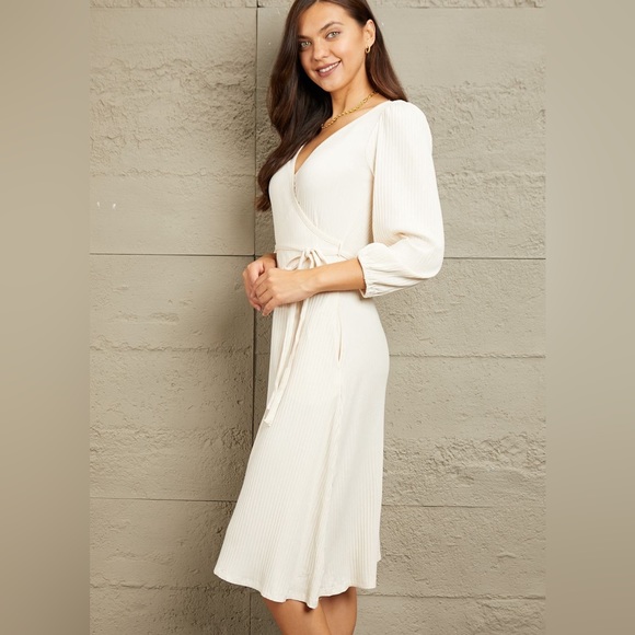 Surplice Flare Ruching Dress - Picture 6 of 11